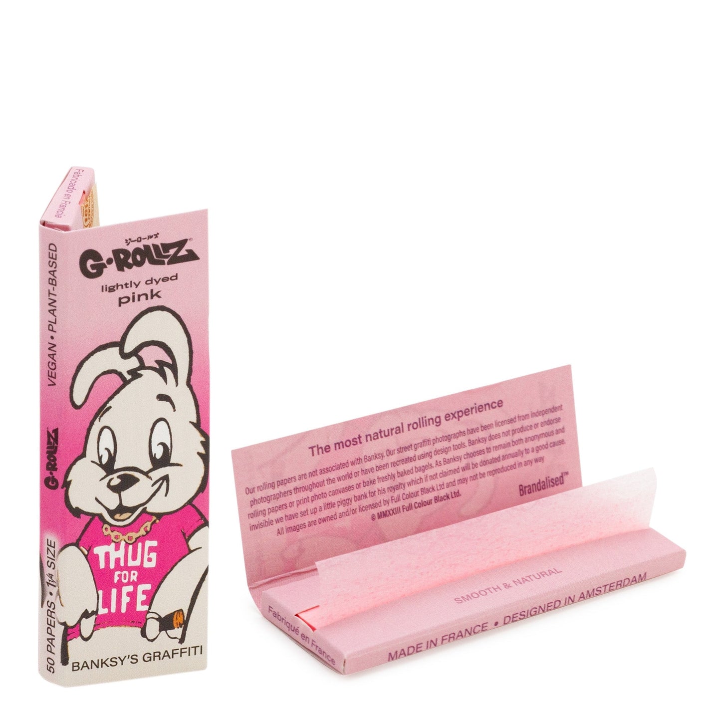 Banksy's Graffiti 'Thug 4 Life' Lightly dyed pink - 50 '1¼' Papers