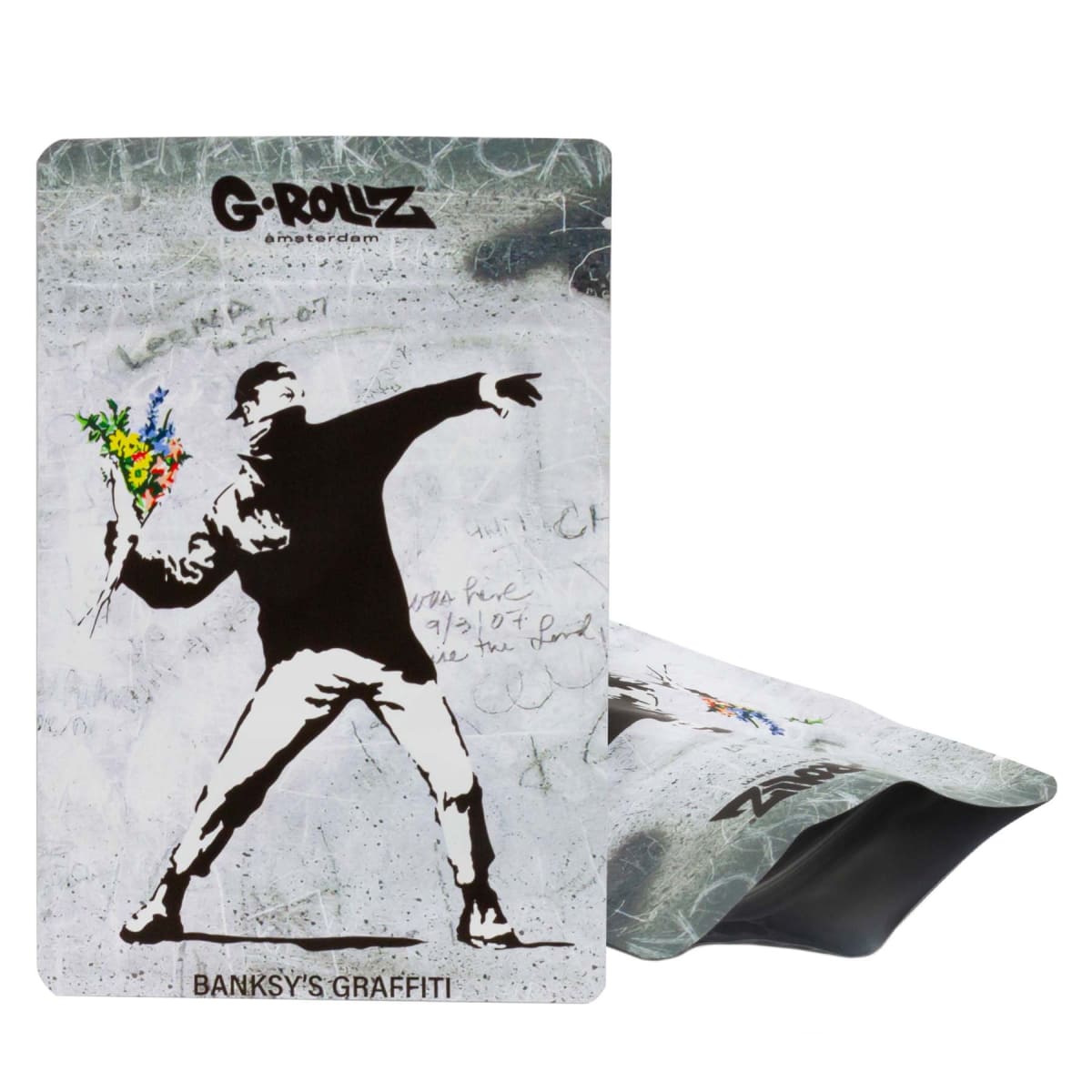 Banksy's Graffiti 'Flower Thrower' Smell-proof Bags - 100 x 150 mm (6 Bags)