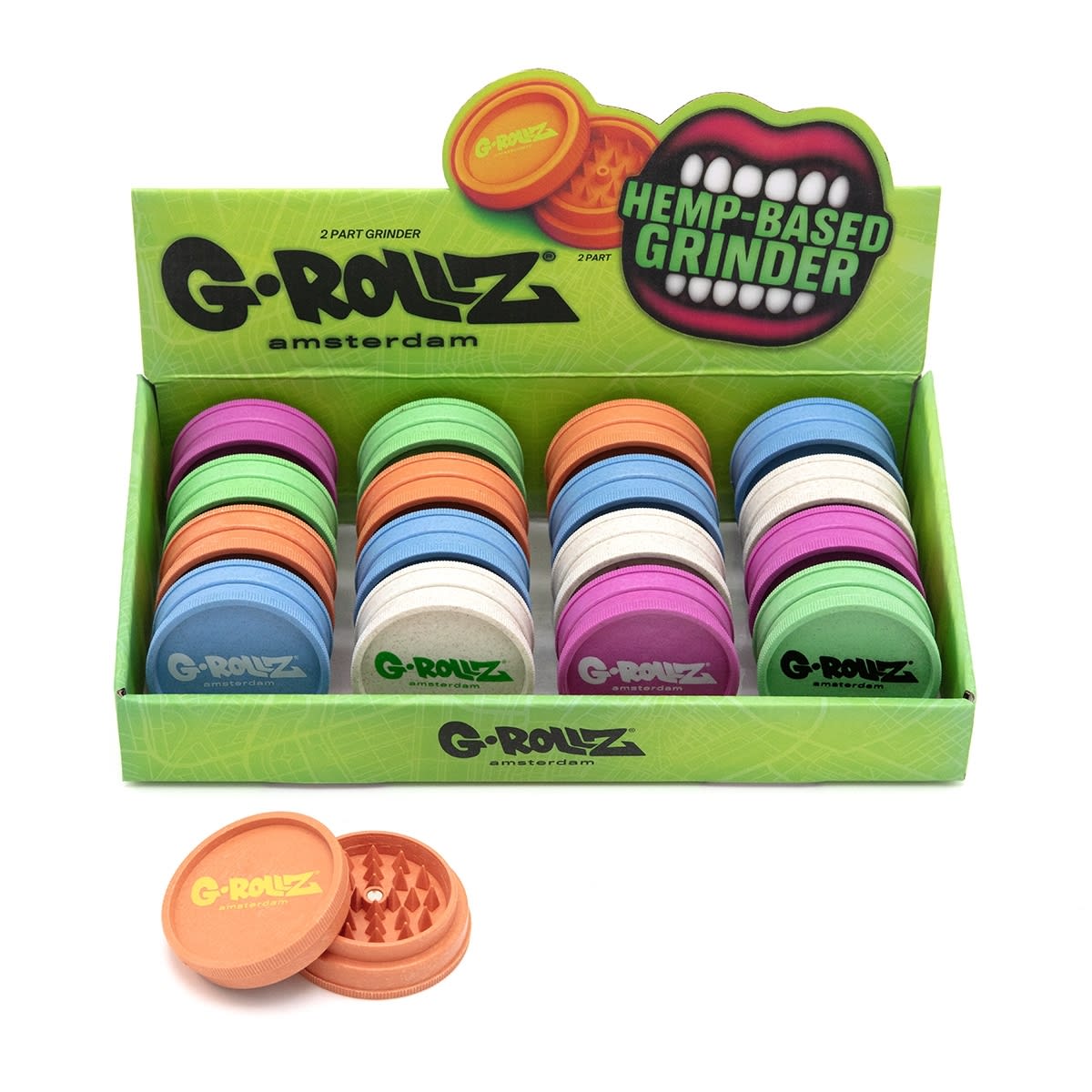 Hemp 2-Part Grinder – Ø60mm Mix color (16pcs/display)