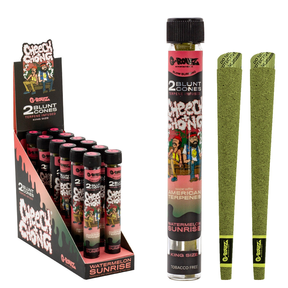 Wraps preenrollados con infusión de terpenos 'Watermelon Sunrise' de Cheech & Chong™ 2x12