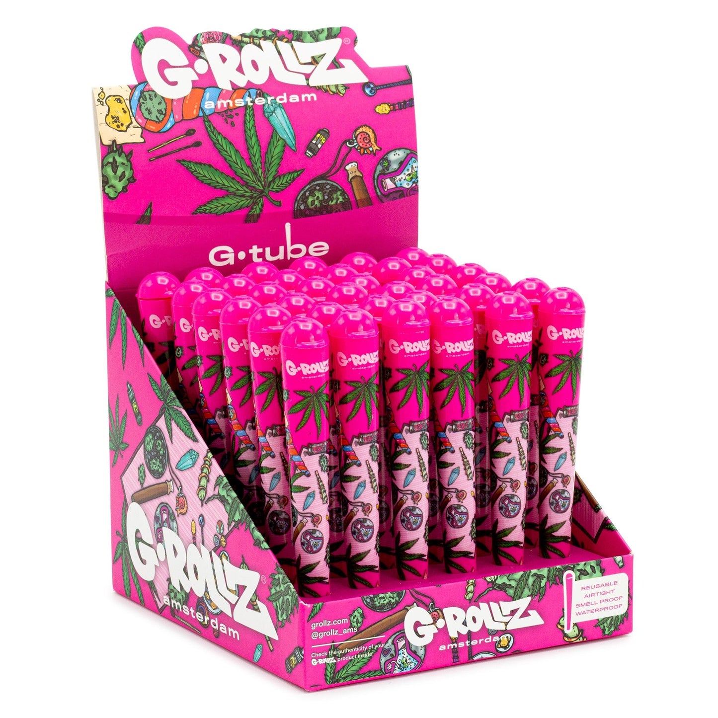 G-Tube | Amsterdam Picnic Candy - Conos portaobjetos de color rosa, 36 unidades en expositor