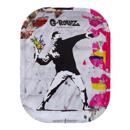 Bandeja pequeña de 14 x 18 cm con el grafiti de Banksy 'Flower Thrower Alt'