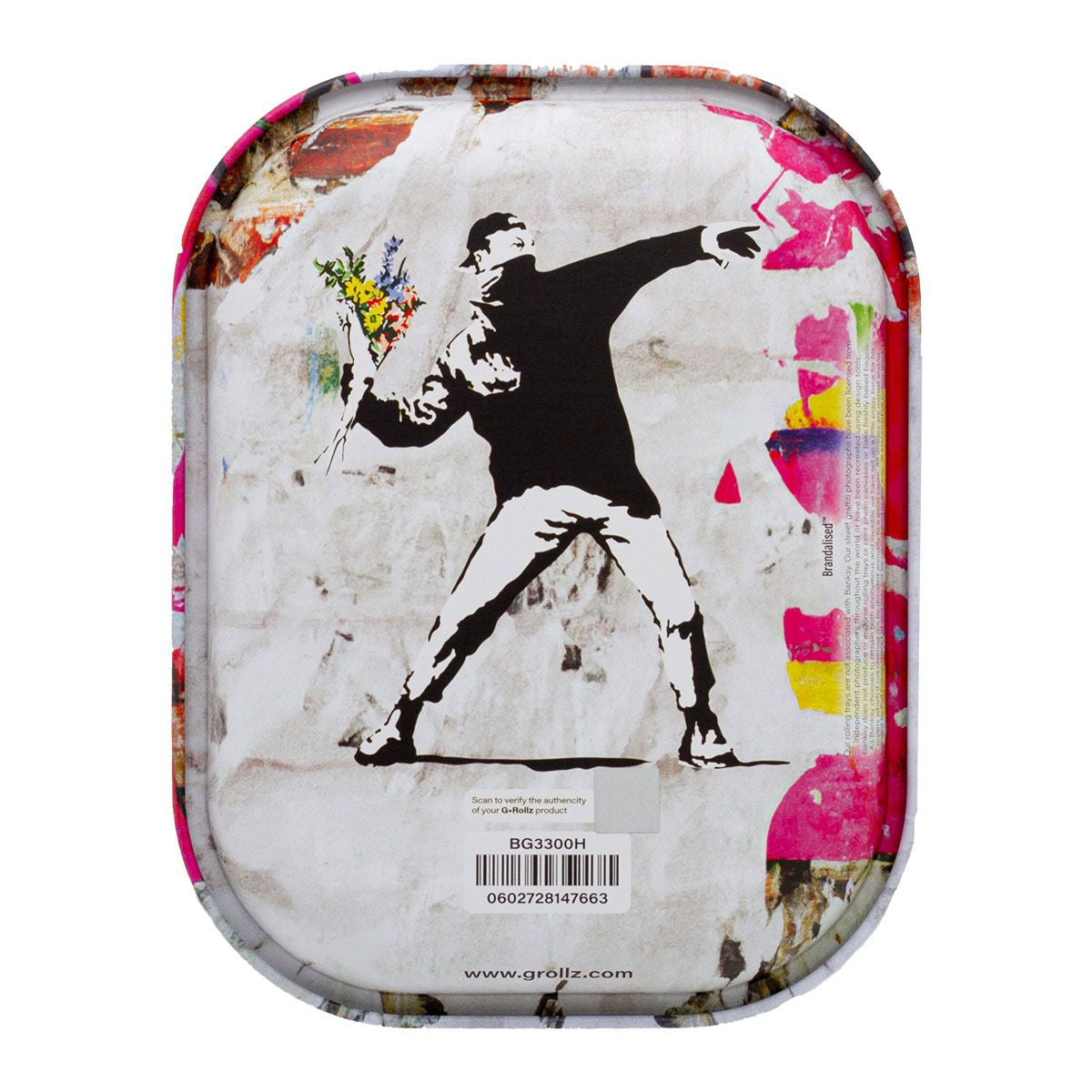 Bandeja pequeña de 14 x 18 cm con el grafiti de Banksy 'Flower Thrower Alt'