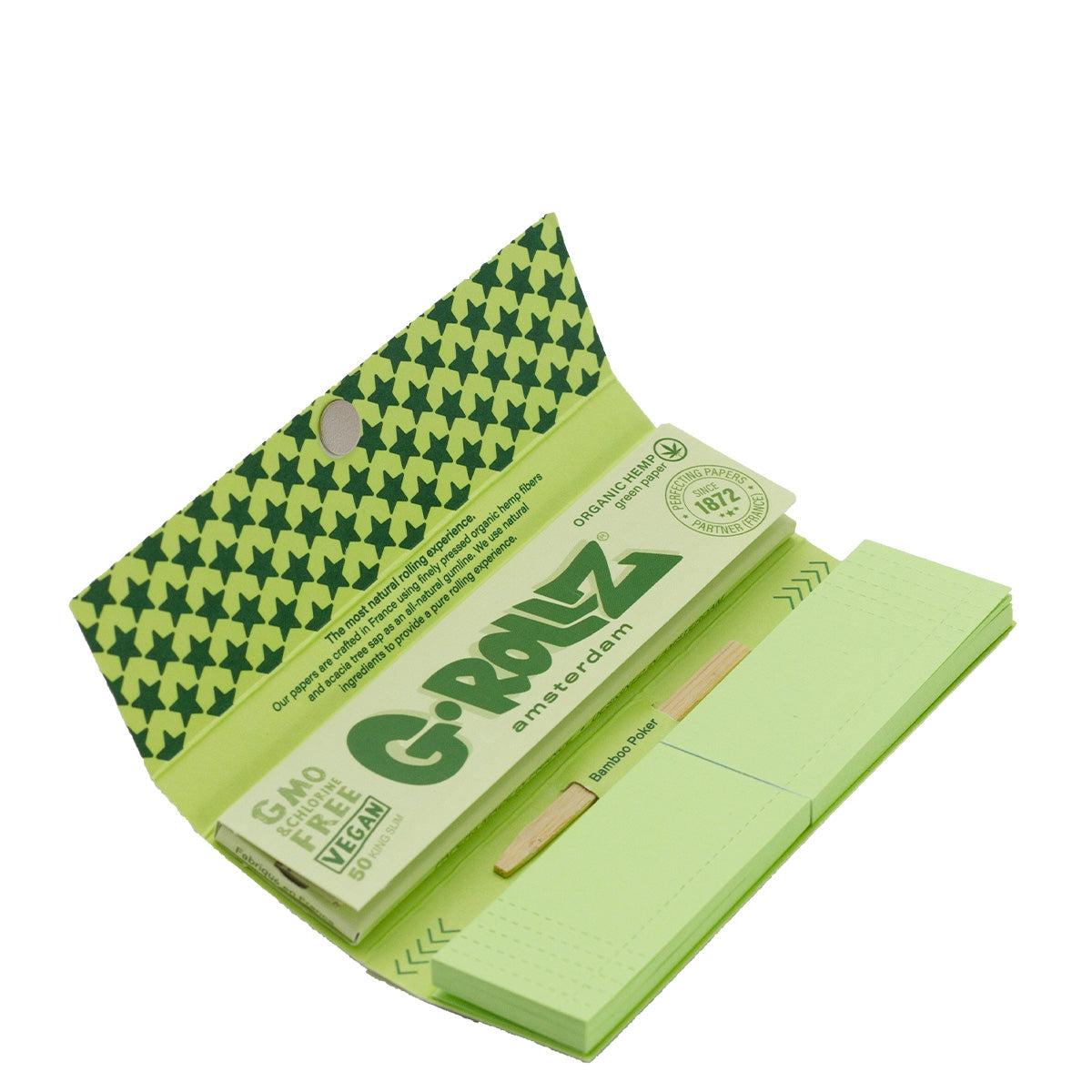 'Reggae' Green Hemp - 50 KS Slim Papers + Tips