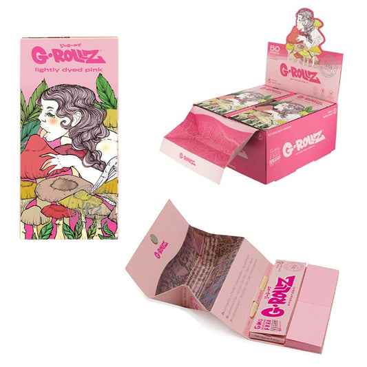 'Mushroom Lady' Pink - 50 KS Slim Papers + Tips & Tray