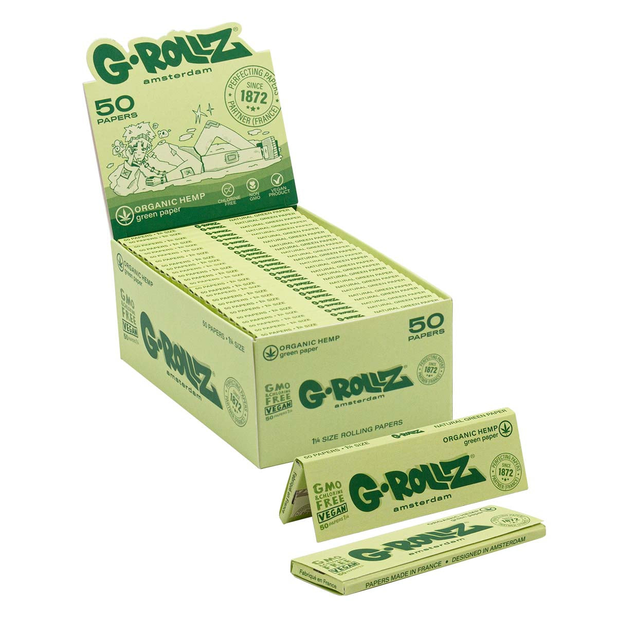 Organic Green Hemp - 50 '1¼' Papers