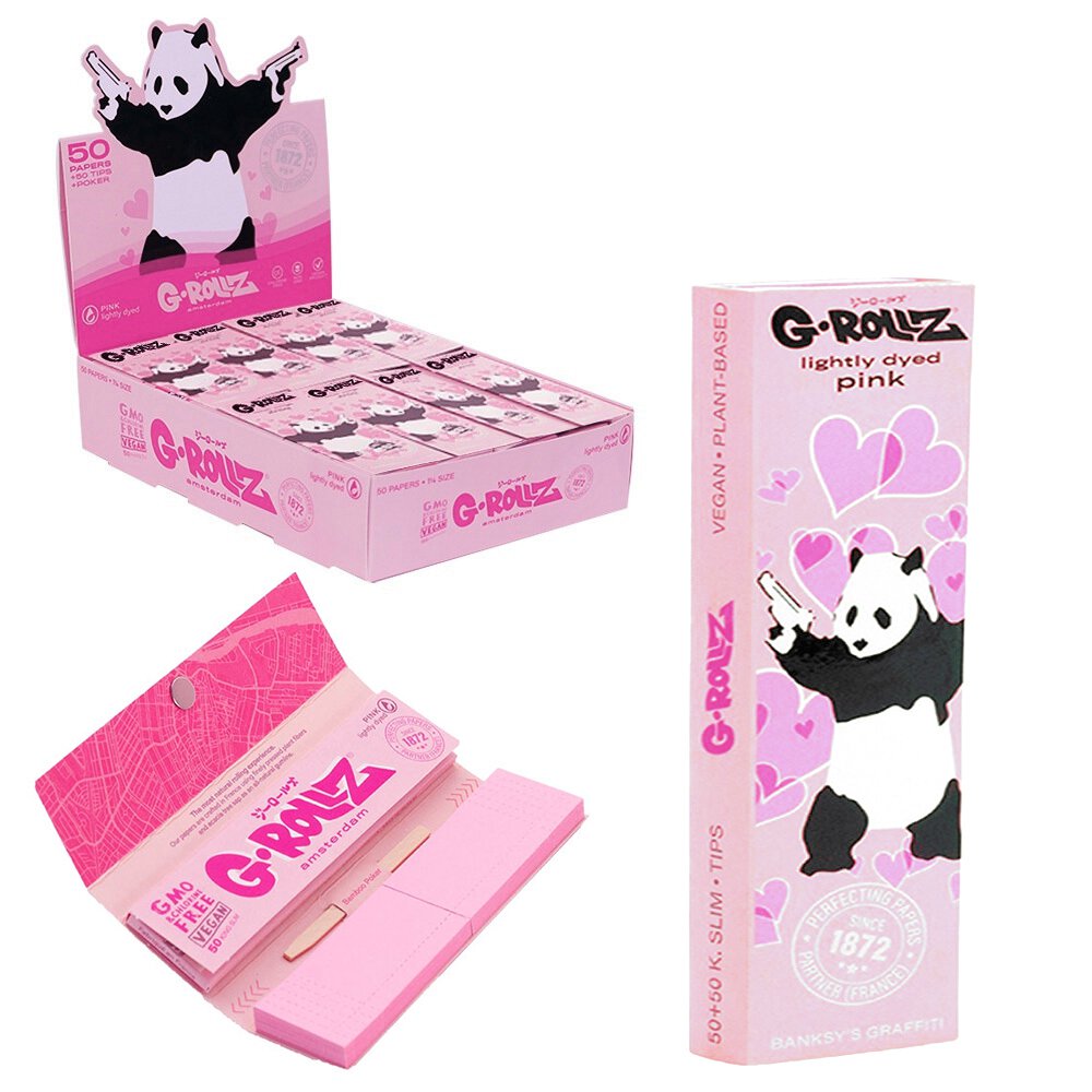 Banksy Graffiti 'Panda Gunnin' Pink - 50 1 1/4 Papers + Tips