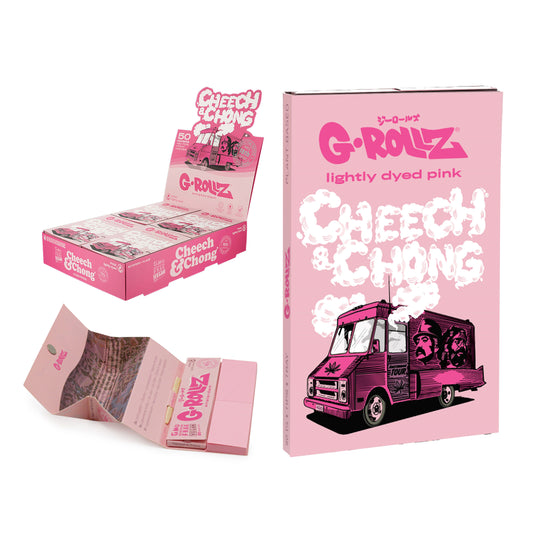 Cheech & Chong™ 'Tour Bus' Pink - 50 '1¼' Papers + Tips & Tray