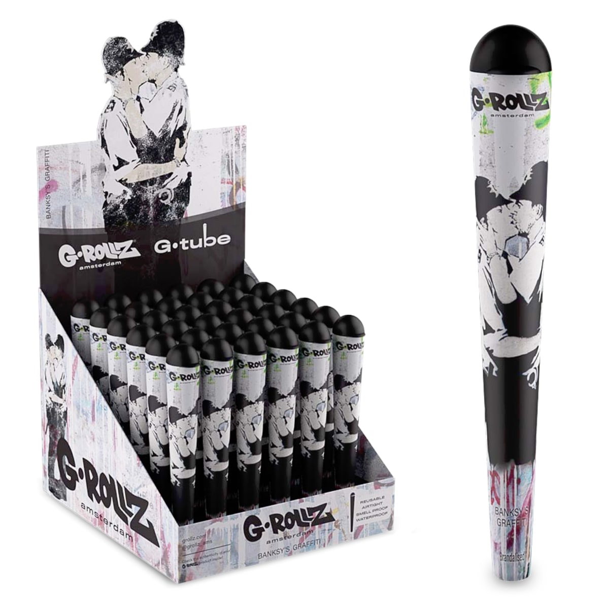 Banksy's Graffiti 'Kissing Coppers' Cone Holders (36 Tubes)