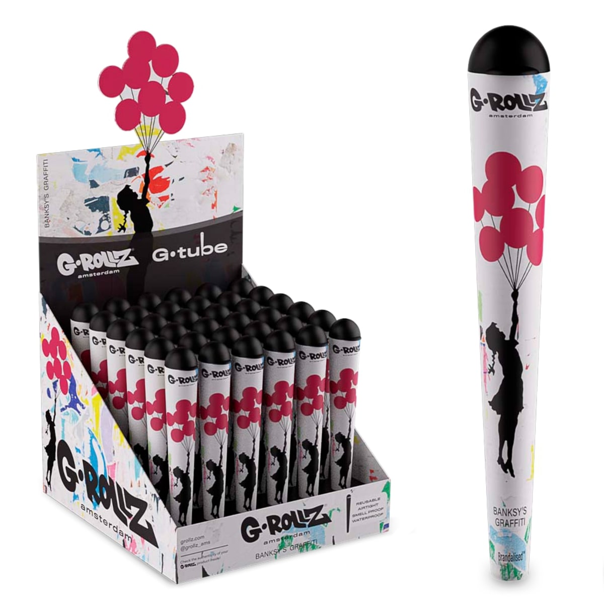 Banksy's Graffiti 'Girl Floating' Cone Holders (36 Tubes)