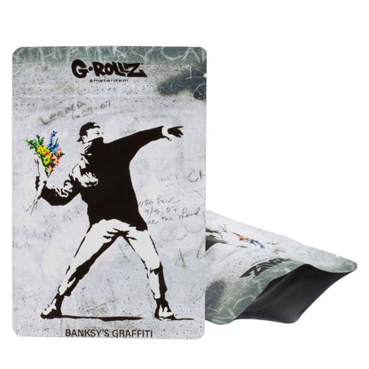 Banksy's Graffiti 'Flower Thrower' Smell-proof Bags - 100 x 150 mm (6 Bags)