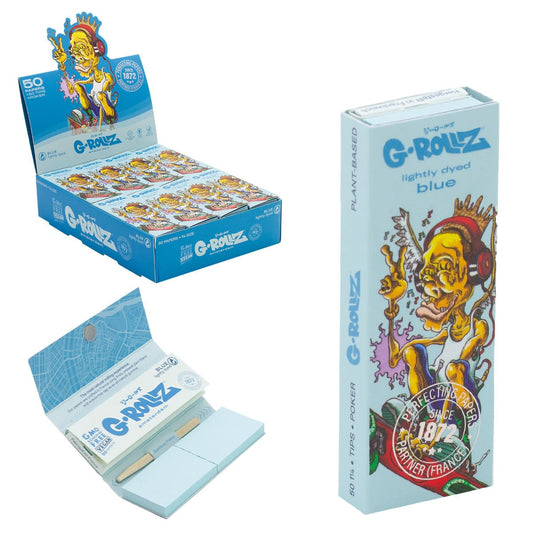 Dunkees 'Skate Goblin' Quarter Size Papers + Tips - Lightly Dyed Blue (24 Booklets)