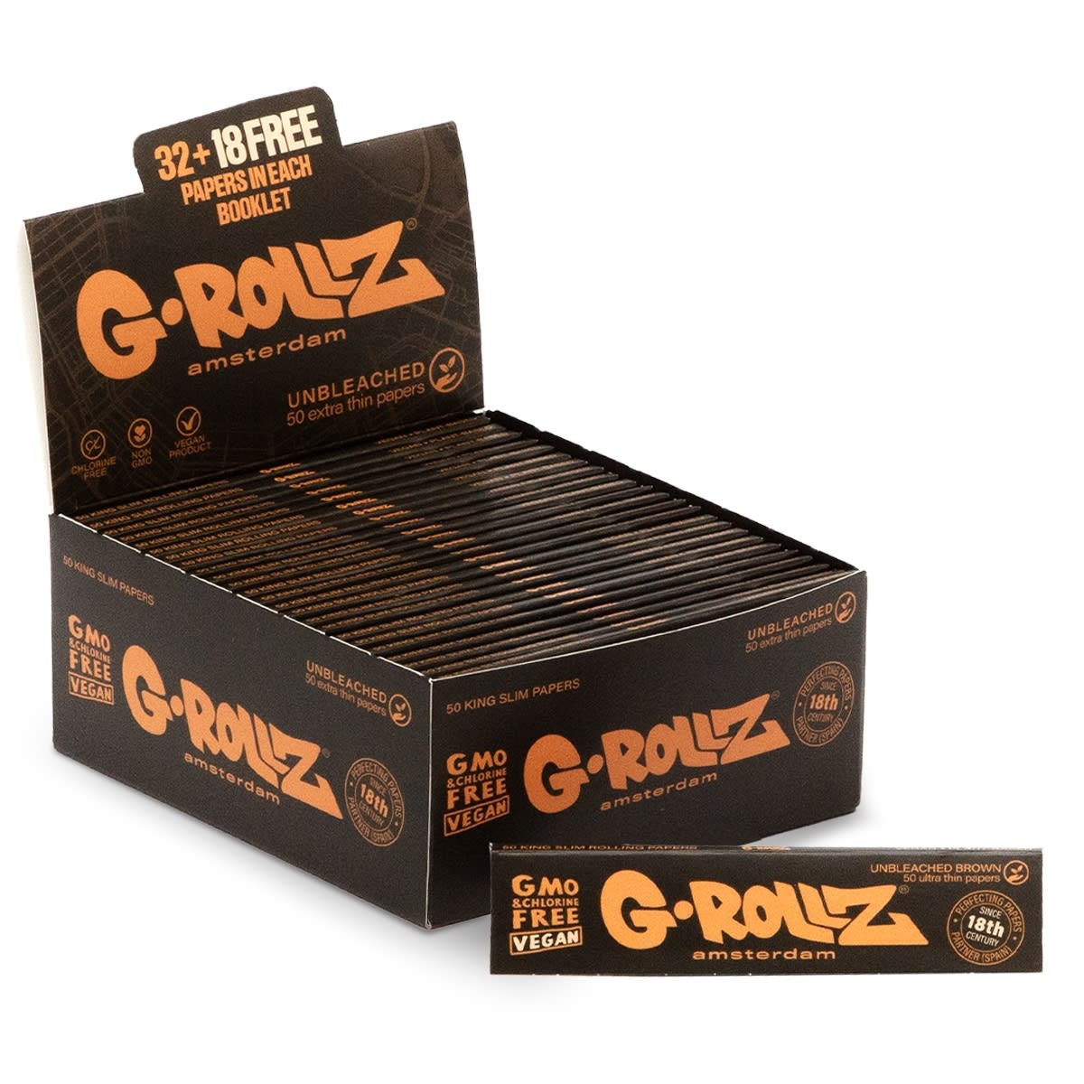 Unbleached Extra Thin - 50 KS Slim Papers (50 Booklets Display)