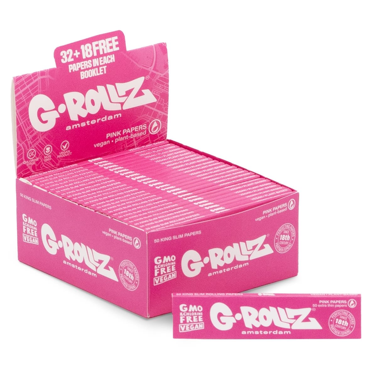 Lightly Dyed Pink - 50 KS Slim Papers (50 Booklets Display)