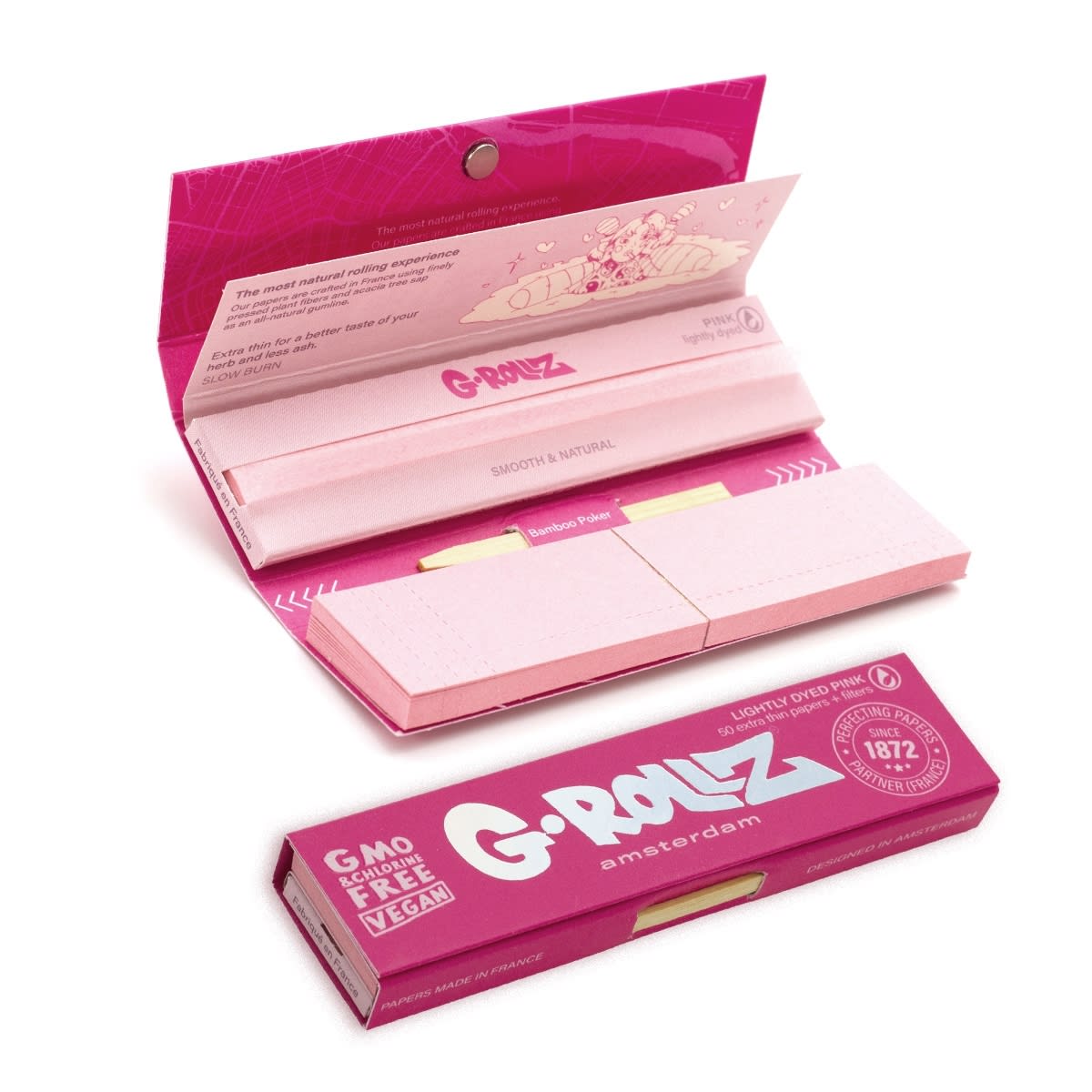King Size Papers + Tips - Lightly Dyed Pink (24 Booklets)